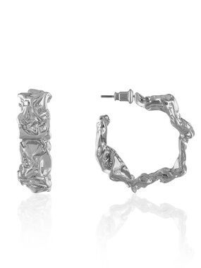 OMA The Label Set in Silver Tone Stainless Steel The Natur Hoop Earrings